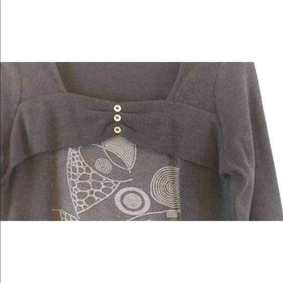 3/$20 Bali Pullover Black Gray Sweater Size L Peplum Zipper Pockets 3/4 Sleeves - Picture 4 of 13